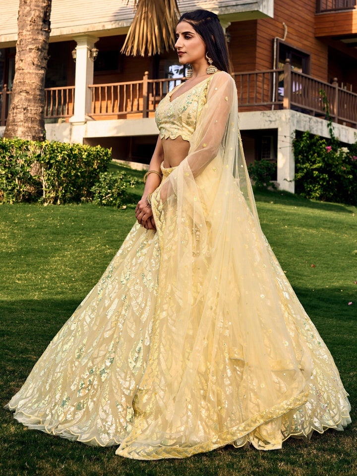 Must-Have Yellow Sequins Lehenga | Wedding, Reception & Haldi Dress