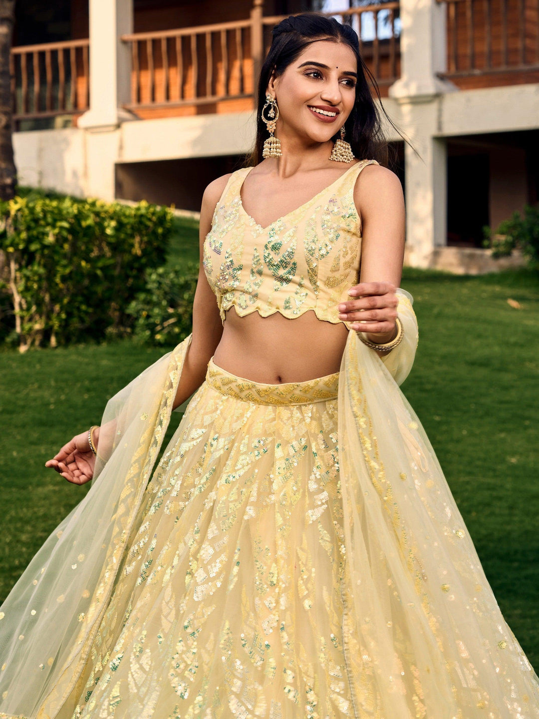 Must-Have Yellow Sequins Lehenga | Wedding, Reception & Haldi Dress