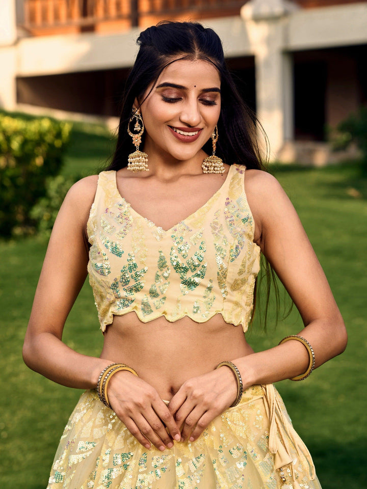 Must-Have Yellow Sequins Lehenga | Wedding, Reception & Haldi Dress