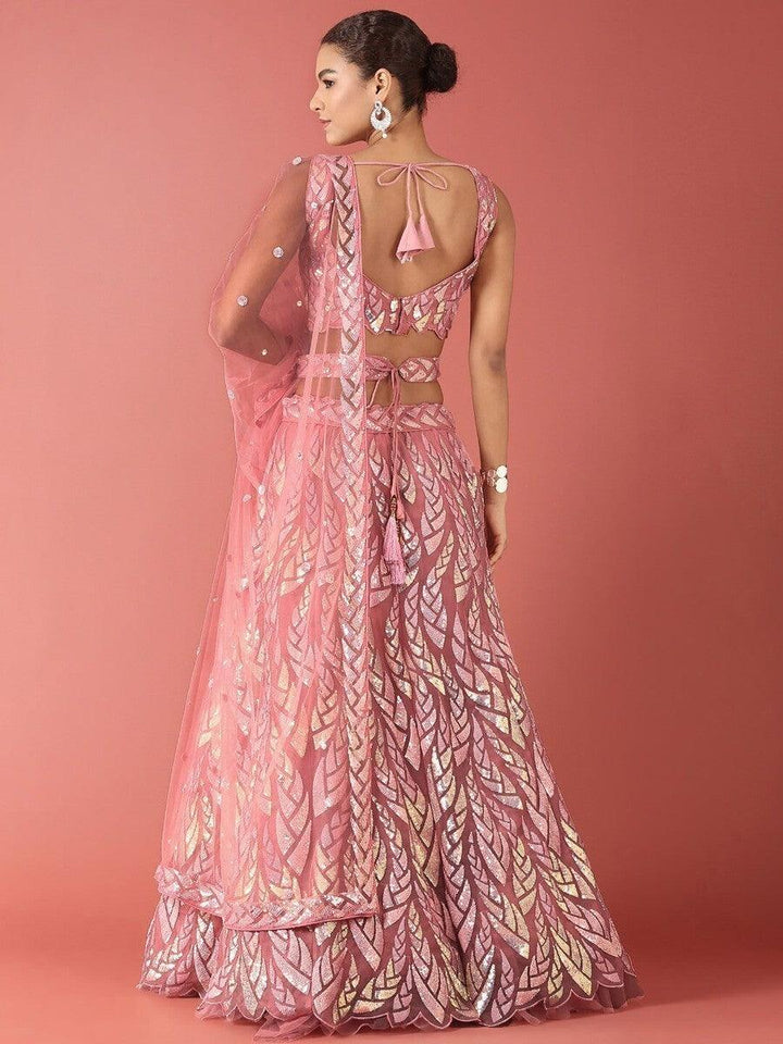 Beautiful Pink Sequin Net Lehenga Choli | Wedding & Reception Wear