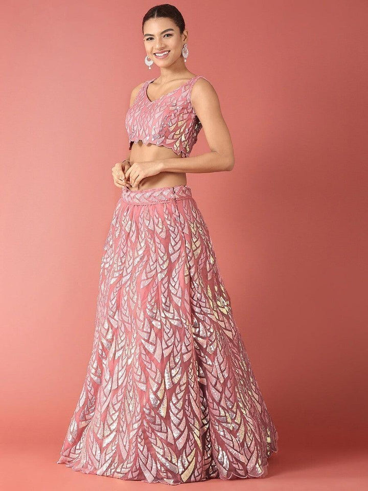 Beautiful Pink Sequin Net Lehenga Choli | Wedding & Reception Wear