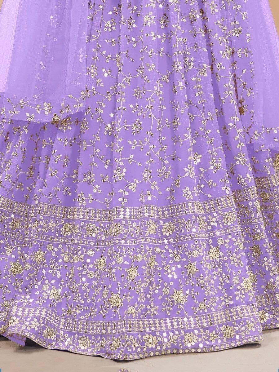 Lavish Lavender Lehenga Choli for Engagements | Georgette with Sequins & Zari Embroidery