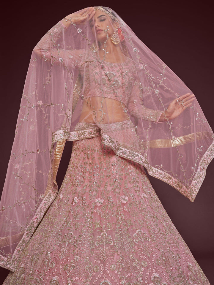 Pretty Pink Lehenga for Women | Soft Net Wedding Lehenga Choli