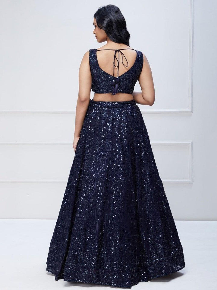 Stunning Navy Blue Lehenga | Georgette Lehenga Choli with Embroidery