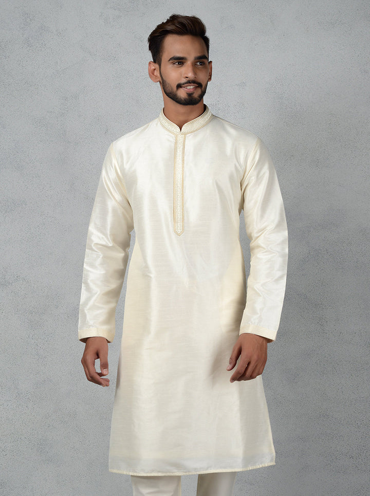 Designer cream kurta pajama, ideal for special occasions.